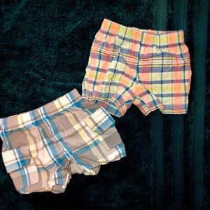 Two pairs of baby girl shorts